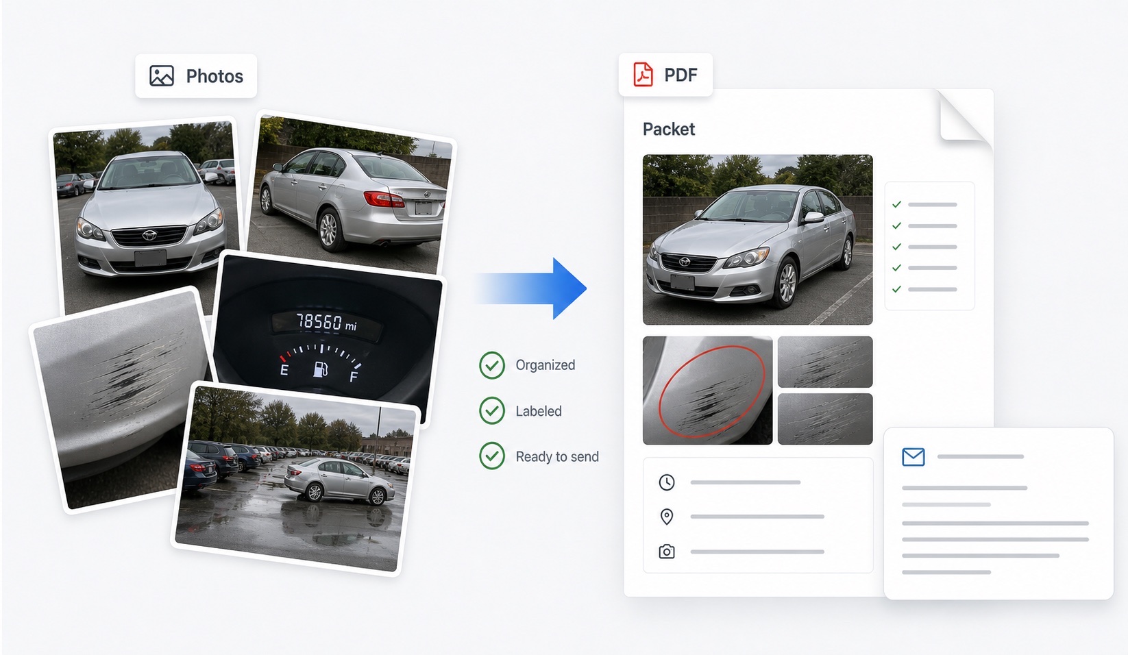 Turo Car Damage Dispute Photos: Before and After Packet